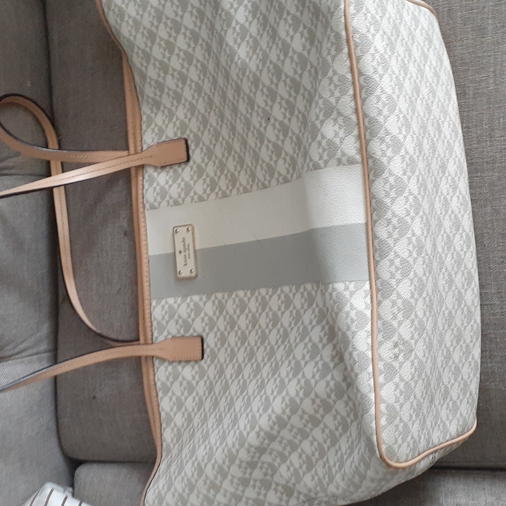 Kate spade gray cream canvas tote bag - Picture 16 of 16